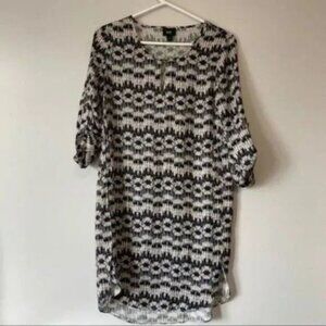 Black white abstract printed lose fit shift dress Size XS